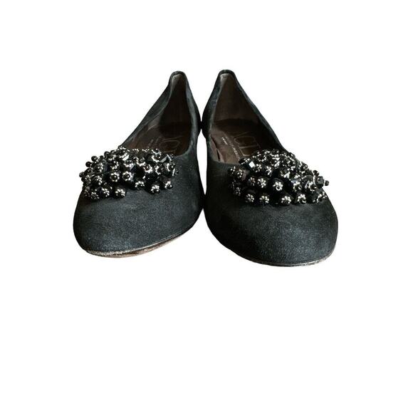 AGL Black Suede Beaded Formal Block Round Toe Pump Heel 41/9.5 - Picture 6 of 8